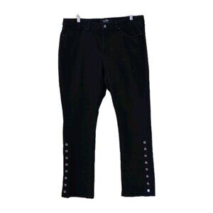 Joseph Ribkoff Bootcut Jeans Womens US 20 Black Denim Buttons Grunge Indie Goth